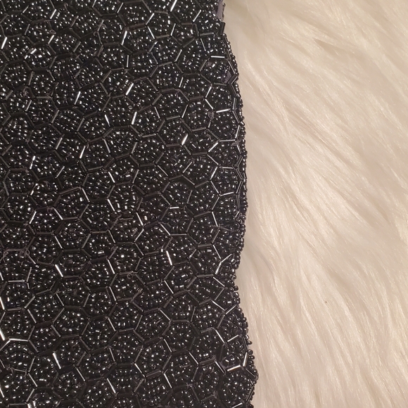 Vintage Beaded Small Clutch Pouch Zippered Handbag In Gun Metal Grey OS - Picture 2 of 4